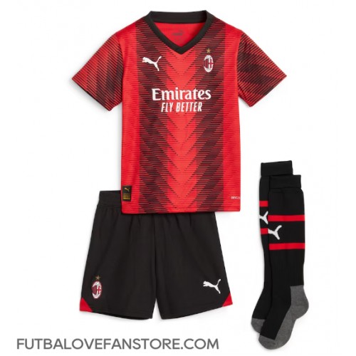 AC Milan Rafael Leao #10 Domáci Detský futbalový dres 2023-24 Krátky Rukáv (+ trenírky)